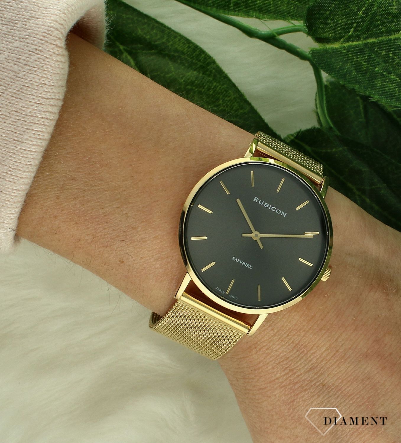 Zegarek damski Rubicon z szafirowym szkłem i grafitową tarczą RNBD76.jpg